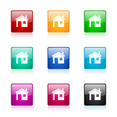 house vector icons colorful set