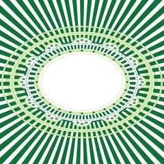 Green oval frame. Elliptic frame on emerald radial rays.