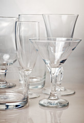 Clean empty glassware collection