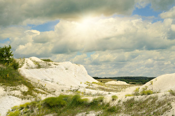Dry dunes under the blue sky