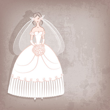 Bride on vintage background - vector illustration
