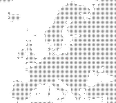 Fototapeta Pixelkarte Europa: Warschau liegt hier