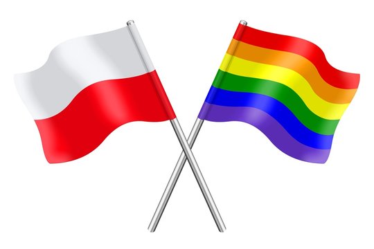 Flags : Poland and rainbow