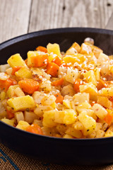 Apple and root vegetable hash
