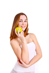 Attractive young woman with an apple