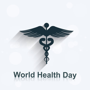 World health day concept medical background on caduceus medical
