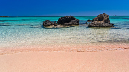 Pink sand of the Elafonisi beach, island of Crete