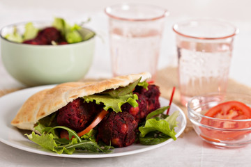 Beetroot falafel