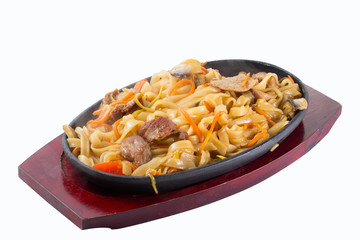 spicy thai noodles isolated on white background