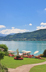 Beach on Lake Worth (Worthersee). Austria