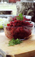fresh chervil with beetroot