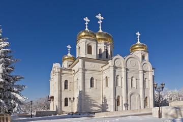 Fototapeta premium Orthodox temple with golden domes