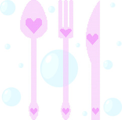 Illustration of fork, spoon and knife