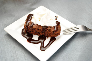 Gourmet Cake Brownie Served on a Plate