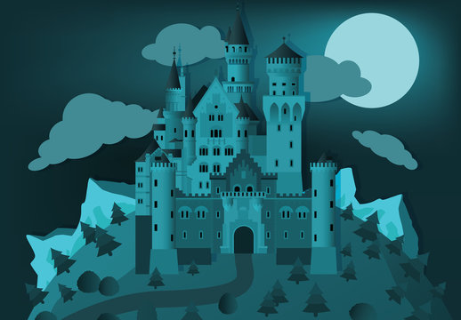 Fairytale castle in the night