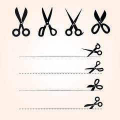 Vector set of cutting scissors