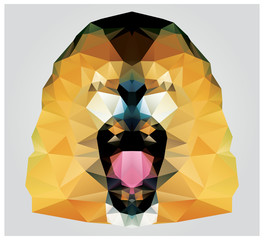Naklejka premium Geometric polygon lion head roaring, pattern design, vector