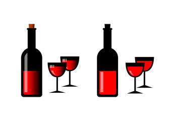 Wine bottles on white background