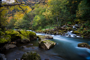 Fototapeta na wymiar Water stream and waterfall