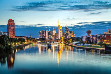 Frankfurt am Main skyline at dusk, Germany