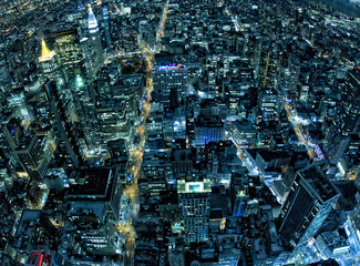 Panele Szklane Podświetlane  Panorama miasta w Nowym Jorku nocą