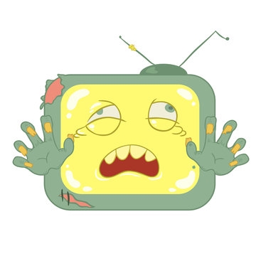 Zombie television vector on white background