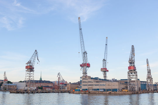 Cranes in Helsinki Harbour