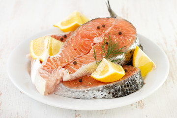 fresh salmon with lemon