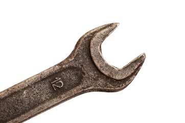 shabby spanner on a white backgrounds with clipping path
