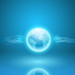 Abstract electronics blue background with circuit board texture