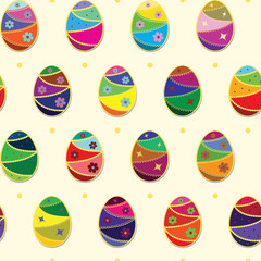 Seamless Easter pattern with different colours eggs
