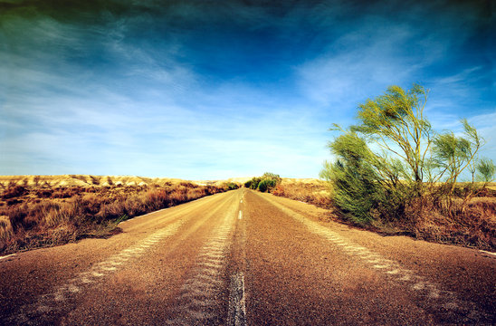 carretera en el desierto. Concepto de viaje por carretera