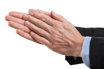 Businessman clapping his hands