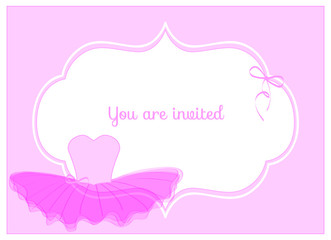 invitation birthday party card with pink leotard with tulle tutu