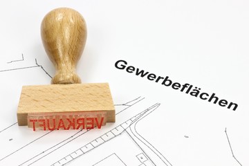 Stempel VERKAUFT auf Gewerbeflächenplan