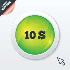 10 Dollars sign icon. USD currency symbol.