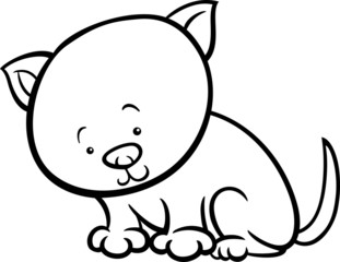 cute kitten cartoon coloring page