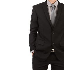 Business man in suit on a white background