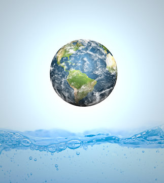 Earth falling into water (Elements of this image furnished by NA