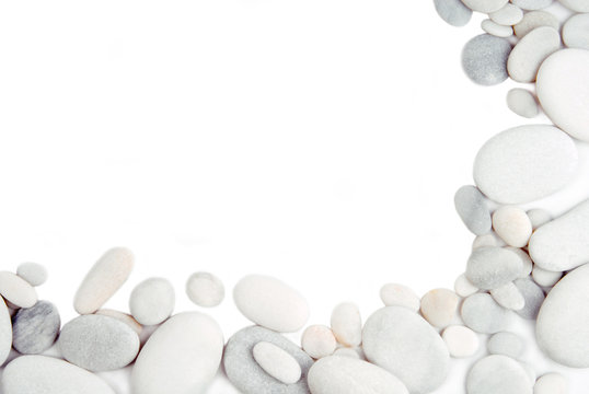 white pebble stone frame border background