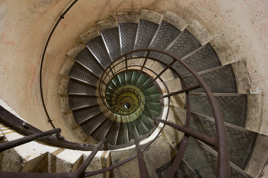 Spiral staircase in the Arc de Triomphe, Paris, France