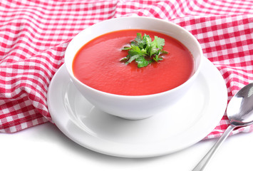Tasty tomato soup, close up