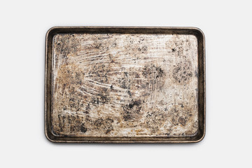 A well used, seasoned baking tray. Cookware. Baking sheet. 