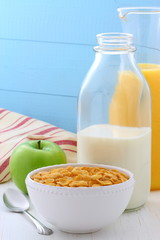 Healthy corn flakes breakfast