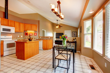 Gold kitchen room with dining table set