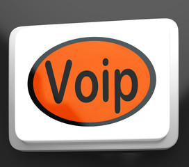 Voip Button Means Voice Over Internet Protocol Or Broadband Tele