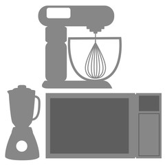Icons Of Silhouettes Of Kitchen Elements Isolated