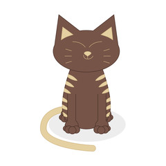 Cute Cartoon Cat Isolated On White Background