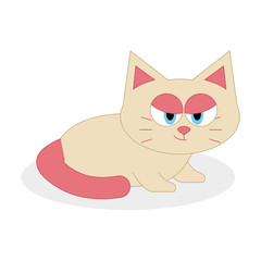Cute Cartoon Cat Isolated On White Background