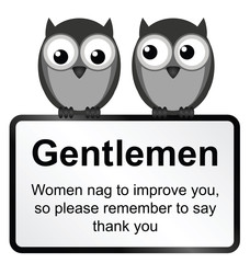 Monochrome comical women nag sign